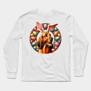 Hanoverian Scenthound Enjoys Easter with Bunny Ears Long Sleeve T-Shirt